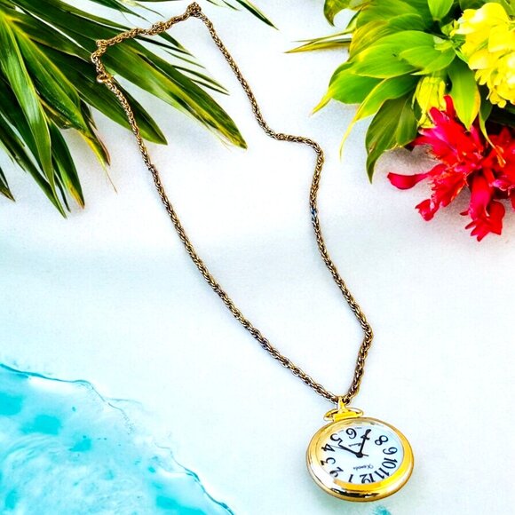 Xanadu Vintage Goldtone Watch Pendant Necklace Quartz Japan Untested - Picture 2 of 12